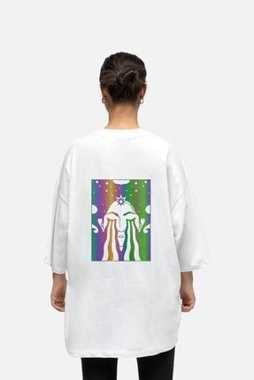 Acid Cry Beyaz Oversize Reflektörlü T-shirt afterrefb35