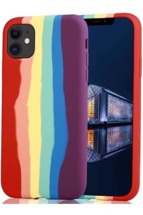 Iphone 12 - 12 Pro Uyumlu Kırmızı Silinebilir Rainbow Telefon Kılıfı MOON12RAİNBOW