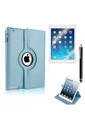 Apple Ipad 6 Air 2 Tablet Kılıfı Dönen Standlı Deri Tam Korumalı Akıllı Kapak-mavi rtekkkeheptek4985