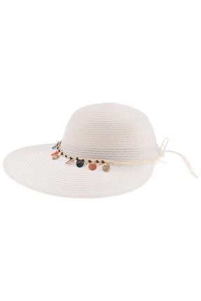 Arıcı Store Yeni Sezon Beyaz Renk Bayan Siperli Hasır Şapka PY87300-55