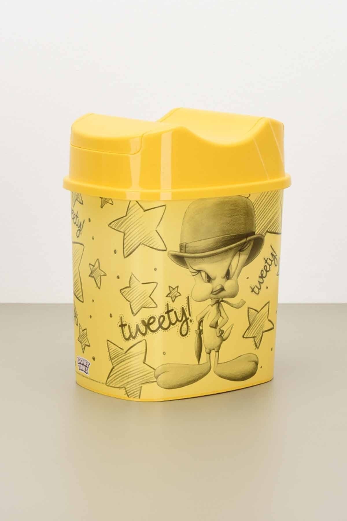 Tuffex-Licensed Swallowing Children's Dustbin with Lid 5.5 Lt - Tweety 2