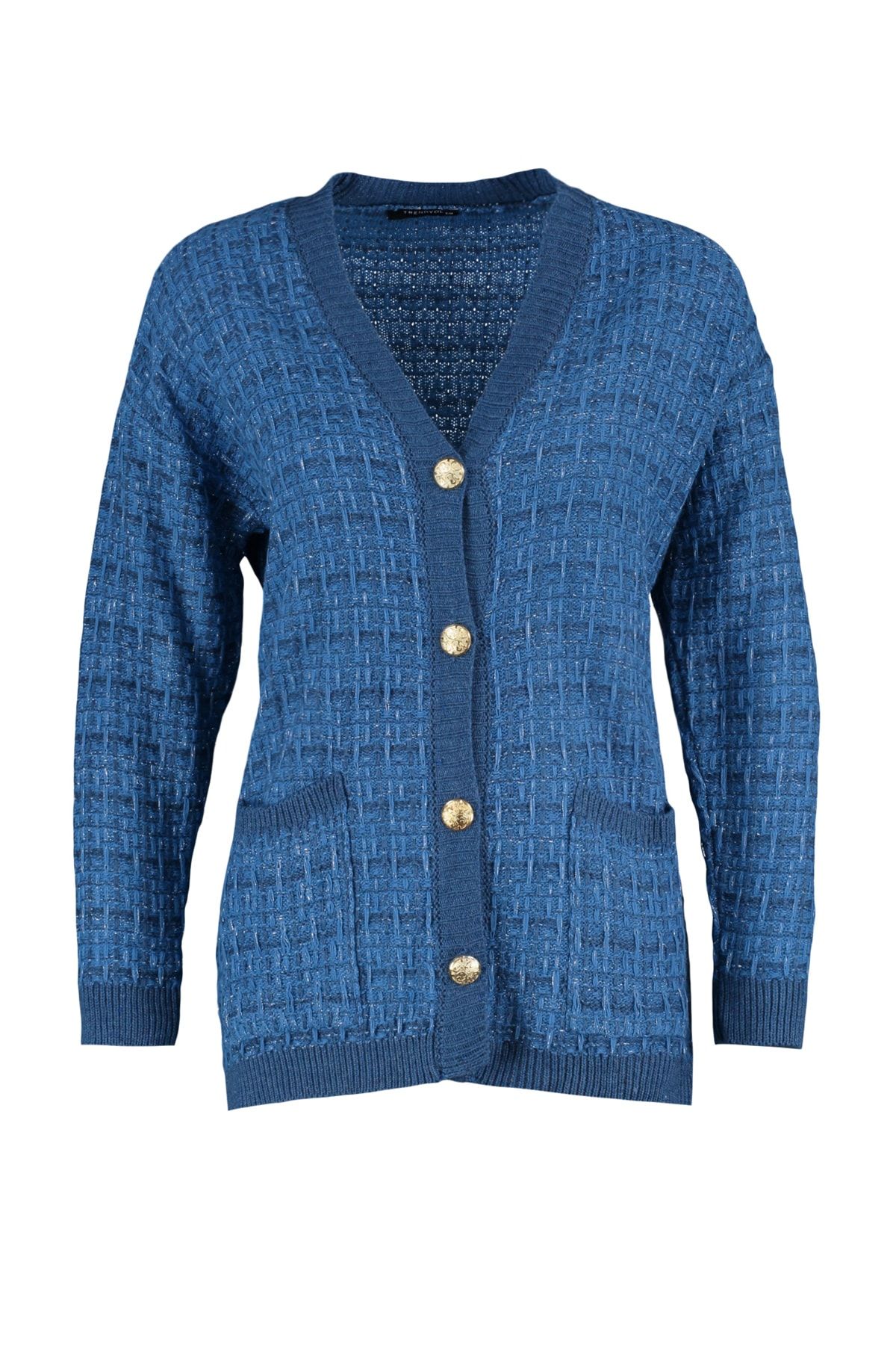 Trendyol Collection Strickjacke Dunkelblau Oversized Fast ausverkauft