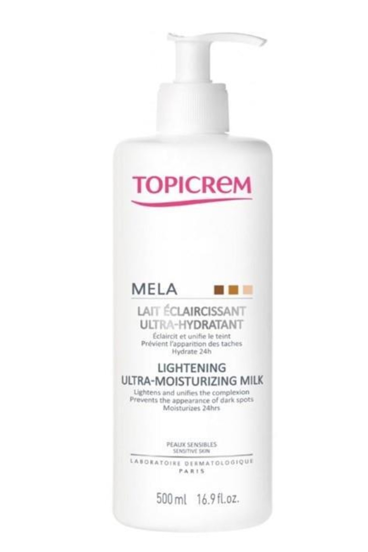 Topicrem Mela Lightening Ultra Moisturizing Milk 500ml  Aydınlatıcı ve Nemlendirici Bakım Sütü — TOP0338
