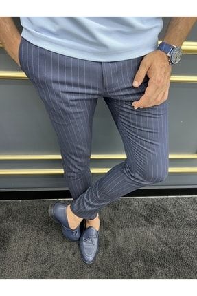 Çizgili Yan Cepli Süper Slim Pantolon S38958