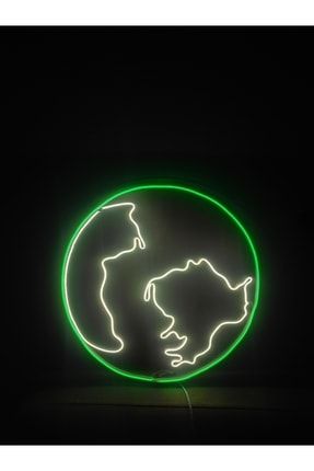 Dünya Haritası Neon Led Iç Mekan Aydınlatma Mavi