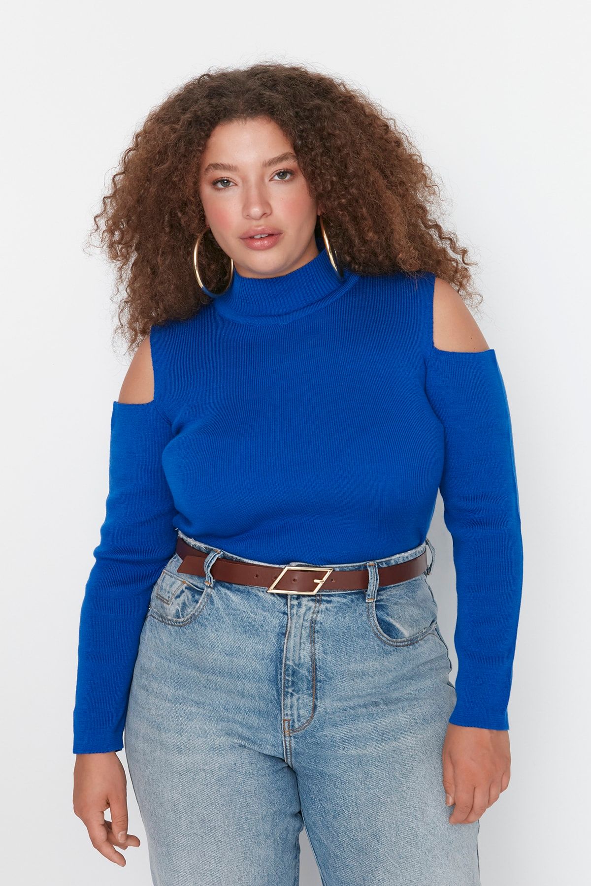 Trendyol Curve Große Größen in Pullover Dunkelblau Regular Fit Fast ausverkauft FN11038