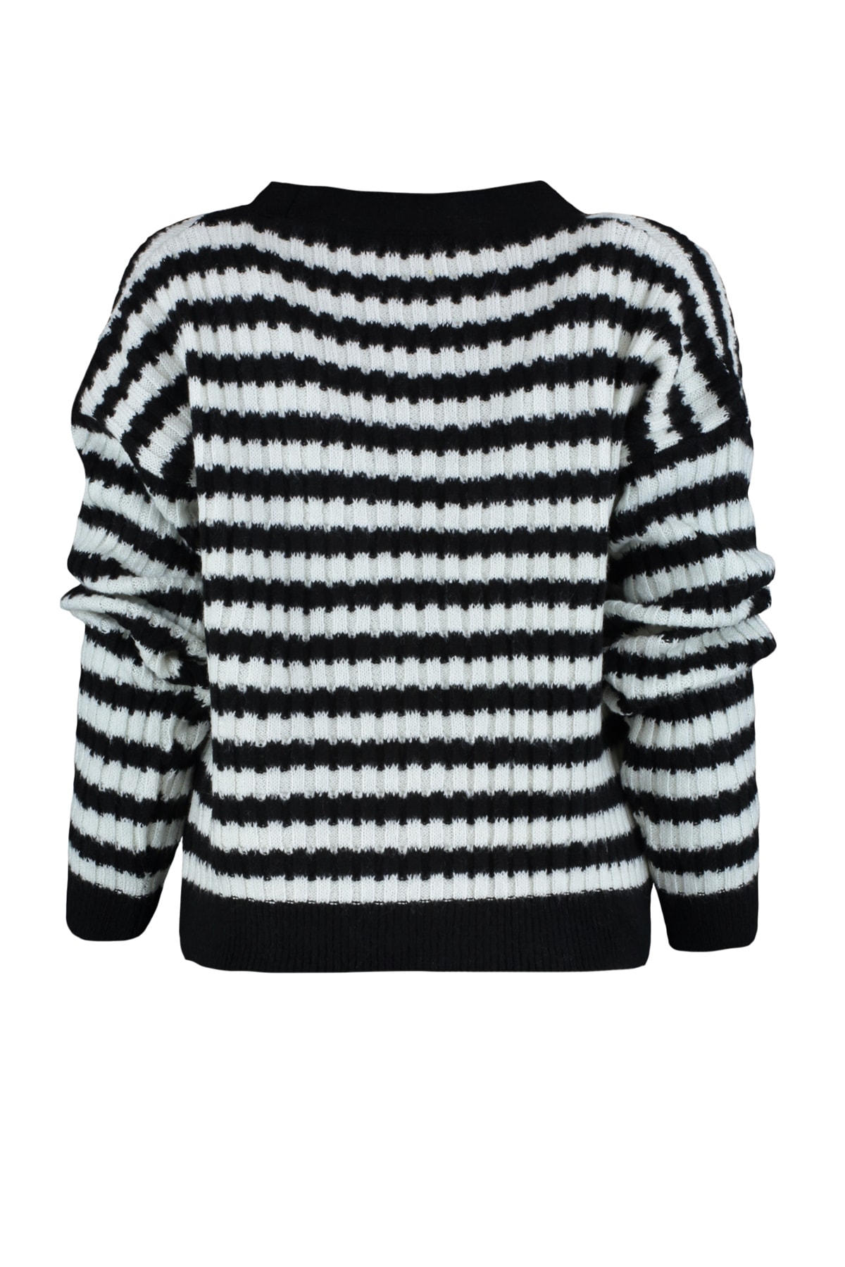 Trendyolmilla  Siyah Yumuşak Dokulu Çizgili Triko Hırka TWOAW23HI00266 - Görsel 7