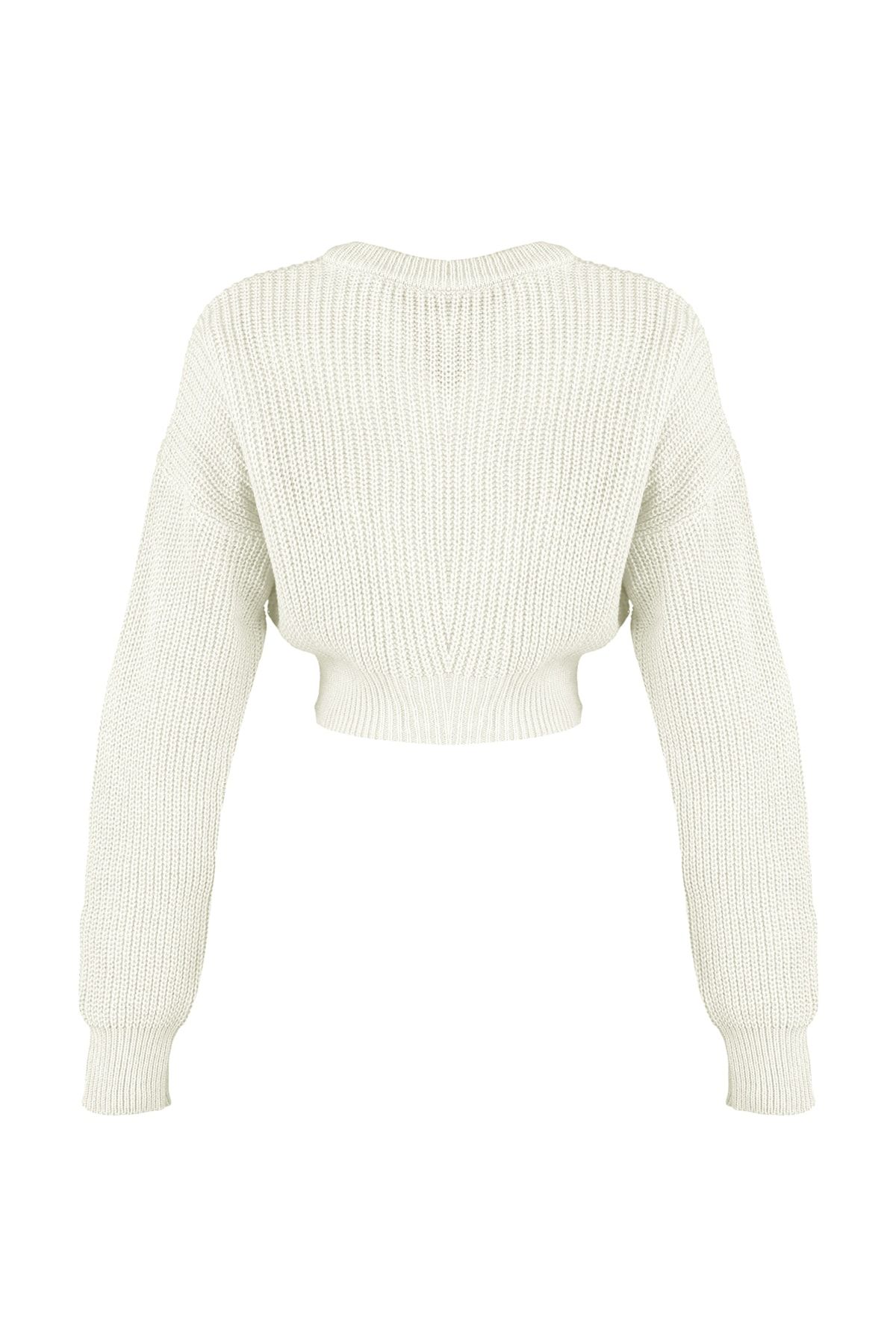 Trendyol Collection-Ecrufarbener Strickpullover - Super Crop, Basismodell TWOAW23KZ01620 8