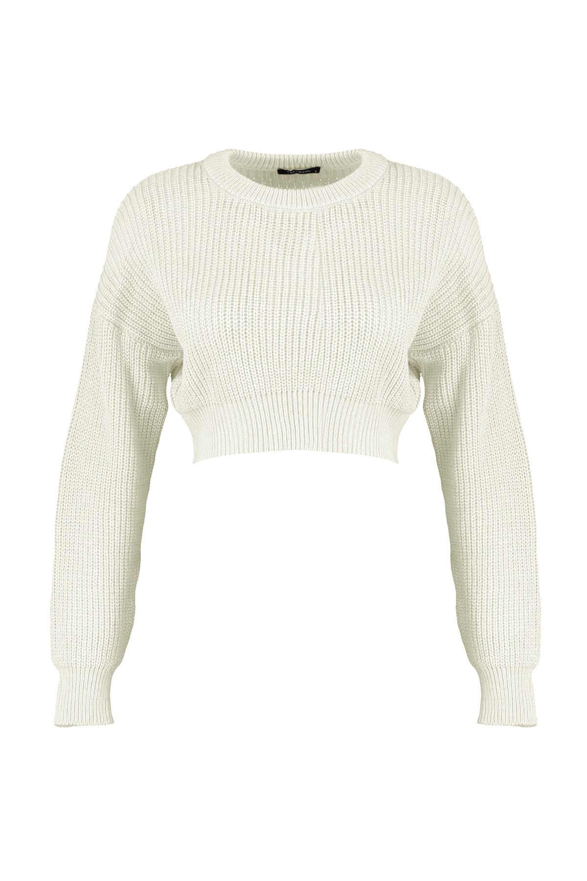 Trendyol Collection-Ecrufarbener Strickpullover - Super Crop, Basismodell TWOAW23KZ01620 6
