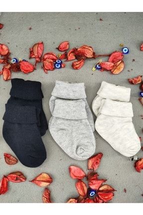 Düz 6'lı 3 Renk Erkek Bebek Çorabı 0-6 Ay 00411