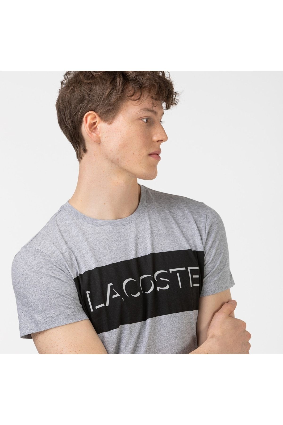 Lacoste T Shirt Gray Trendyol