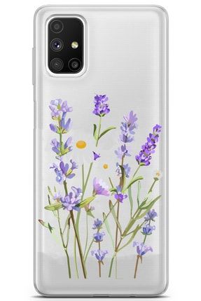 Samsung Galaxy A31 Uyumlu Lavender Desenli Şeffaf Kamera Koruyuculu Kılıf A31LANS