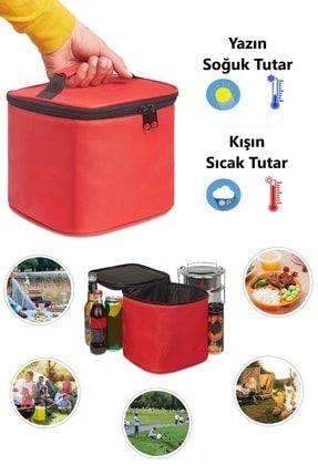 Termos Çanta Yemek Taşıma Çantası Kamp Outdoor Piknik 8 Litre Kırmızı Renk 3DPS00SEC