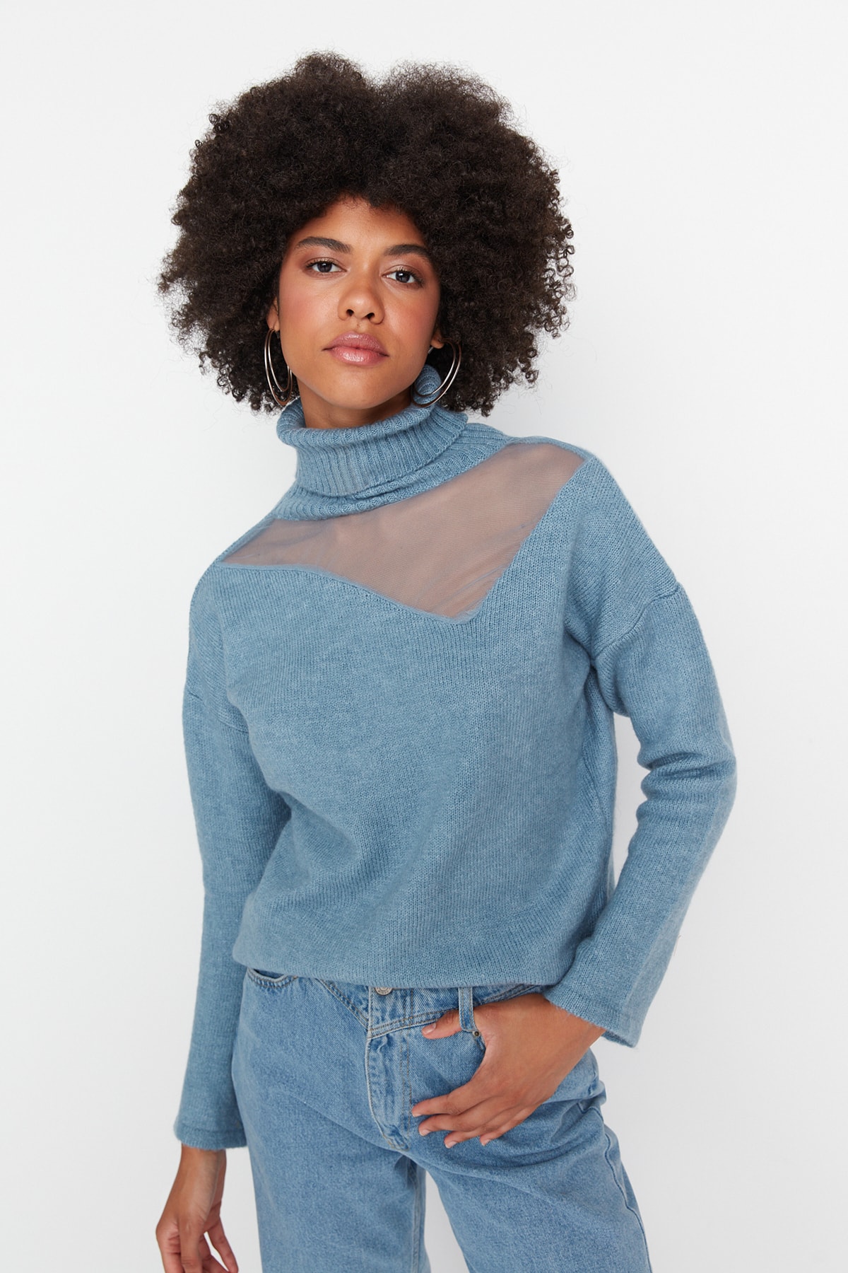Trendyol Collection Pullover Blau Regular Fit Fast ausverkauft