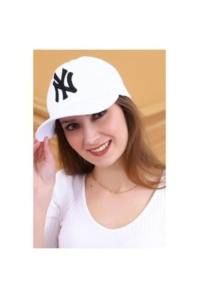 Beyaz Ny Cap Siyah Nakışlı Unisex Şapka Cp220 MDL-CP220BYZSYH