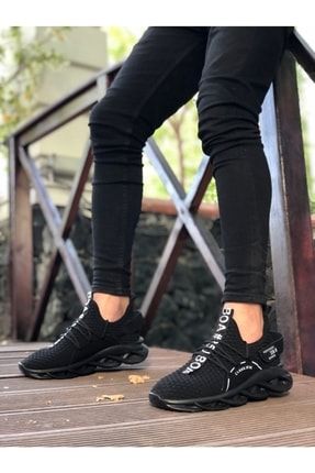 Çok Renkli - Ba0350 Yüksek Taban Tarz Sneakers Cırt Detaylı Siyah Erkek Spor Ayakkabısı 1560