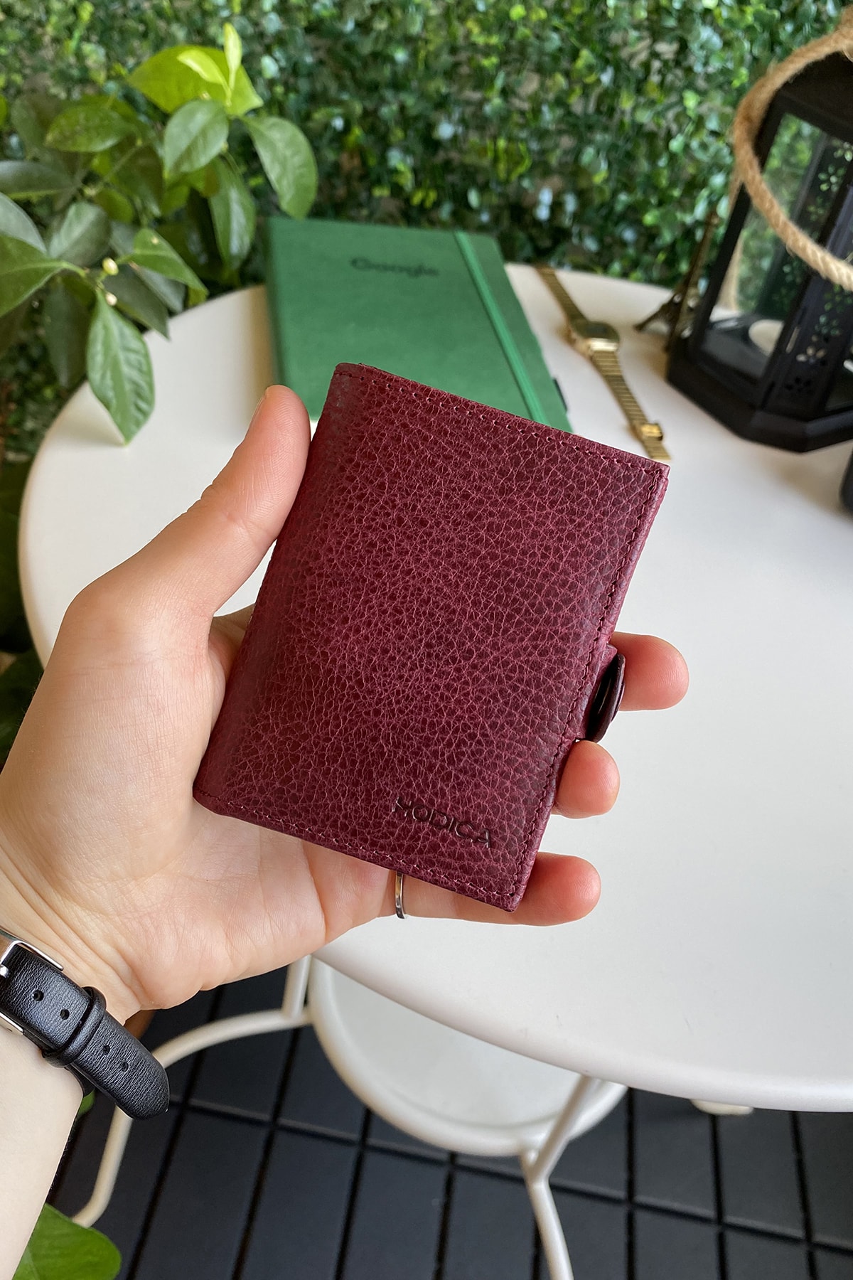 Montana - Genuine Leather Minimalist Foldable Claret Red Wallet with 6 Card Compartments, Coin Compartment