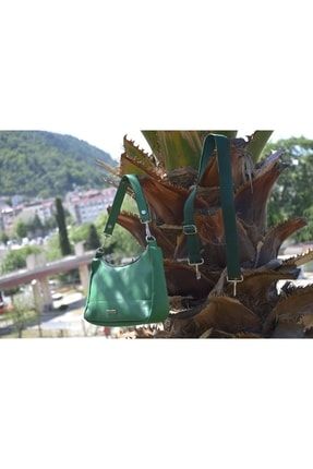 Kadın Yeşil Saten Çok Yönlü Kullanıma Uygun Baget Çanta TYC00502015470