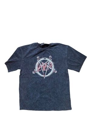 Slayer Yıkamalı Oversize Eskitme Rock Metal Müzik T-shirt TY-slyr01