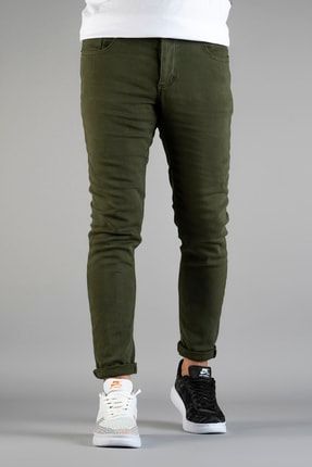 Erkek Slim Fit Dar Kesim Kot Pantolon Haki GMB-5436-140