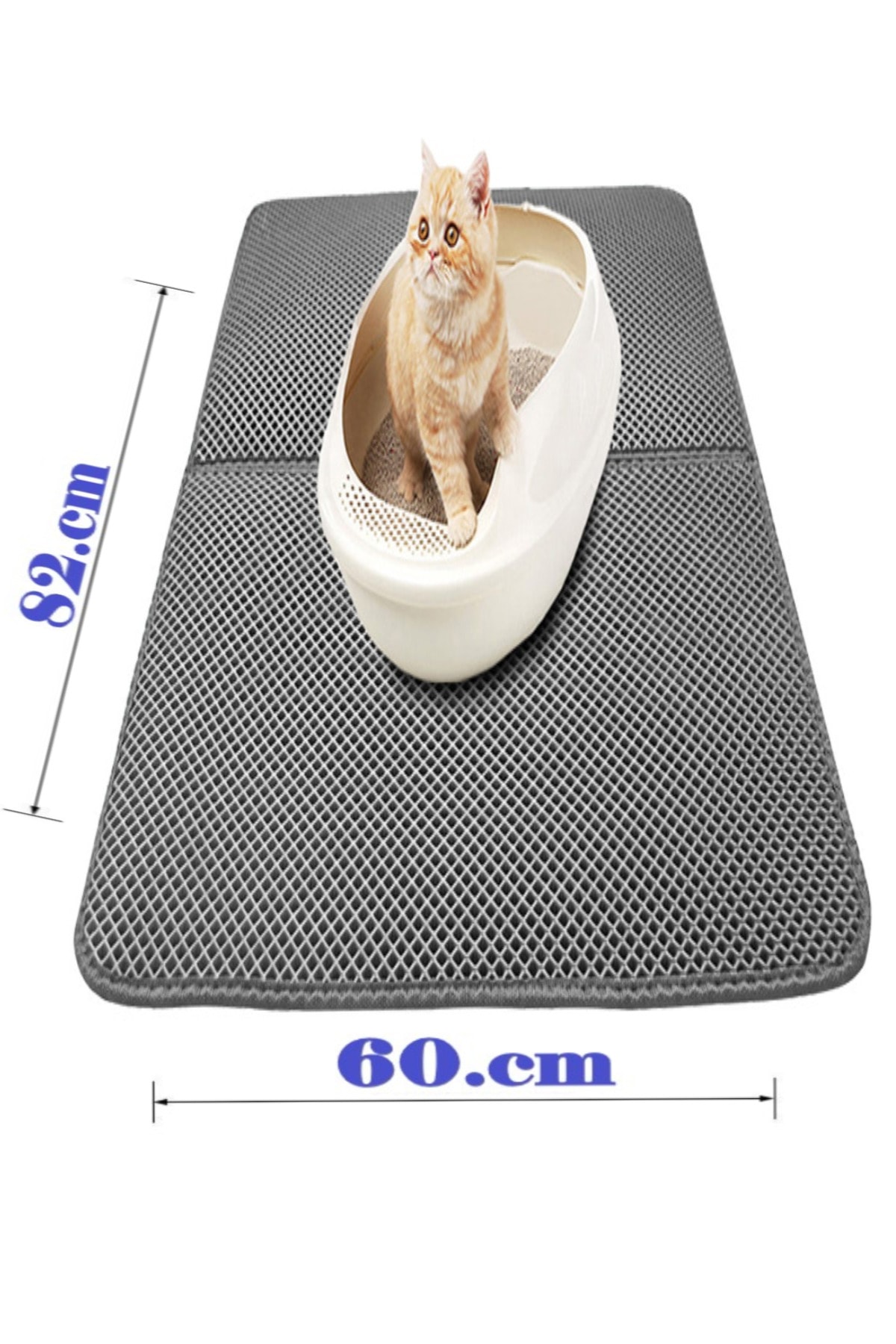 TİNEKE Büyük Boy Elekli Kedi Tuvalet Önü Paspası Katlanabilir 82 X 60 Cm Siyah
