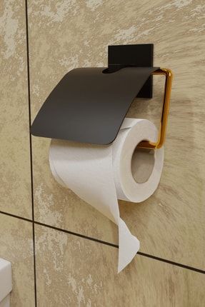 Gold Paslanmaz Çelik Wc Kapaklı Kağıtlık 7 Tuvalet Kağıdı Askısı Yapışkanlı Tasarım P15748S8751
