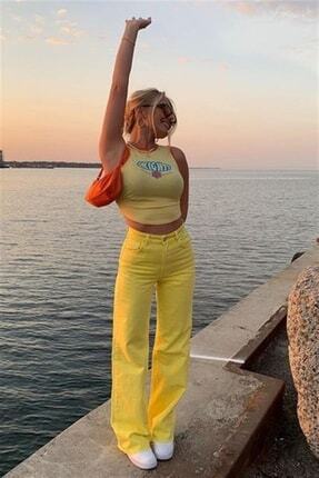 Madmext Mad Girls Sarı Palazzo Jean Mg1189