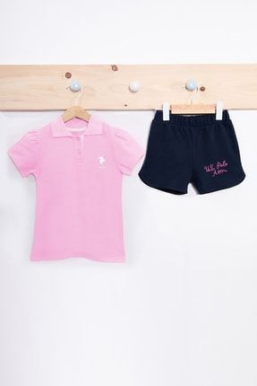 Kız Bebek Uspa Polo Yaka Lisanslı T-shirt Şort 2'li Takım US.6P80.46