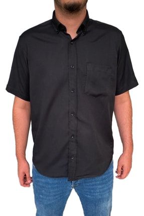 Erkek Siyah Kısa Kollu Regular Fit Oxford Yazlık Gömlek OXFRDKK