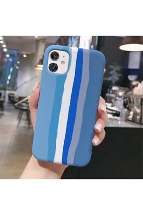 Iphone 12 - 12 Pro Uyumlu Mavi Silinebilir Rainbow Telefon Kılıfı MOON12RAİNBOW