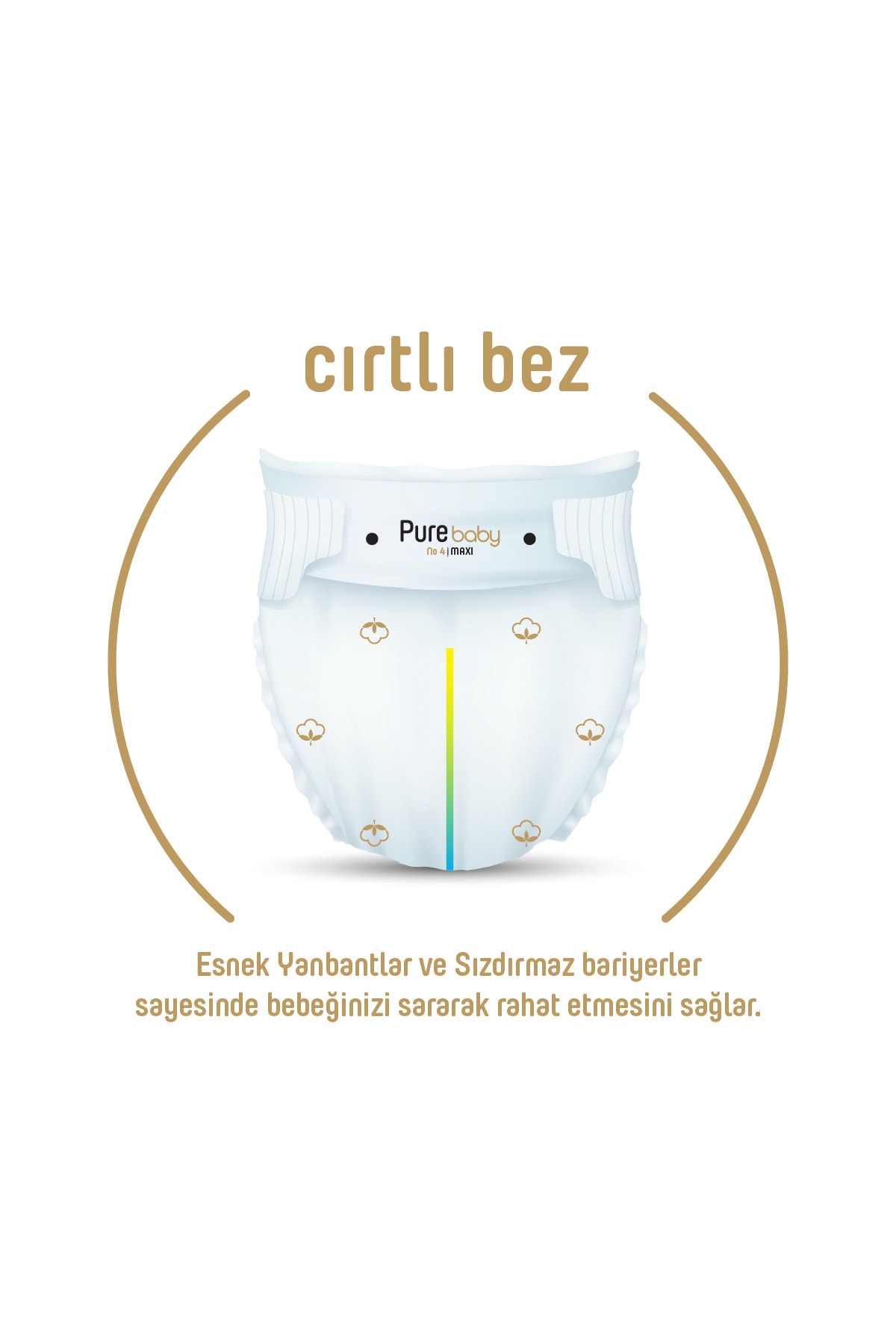 Pure Baby Organik Pamuklu Cırtlı Bez 2'li Paket 5 Numara Junior 80 Adet fotoğrafı 3 (önizleme)