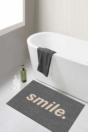 Yıkanabilir Smile Banyo Halısı Paspası Tek Parça Gri (60x100) Dc-8048 Dc-8048 TYC00499460678