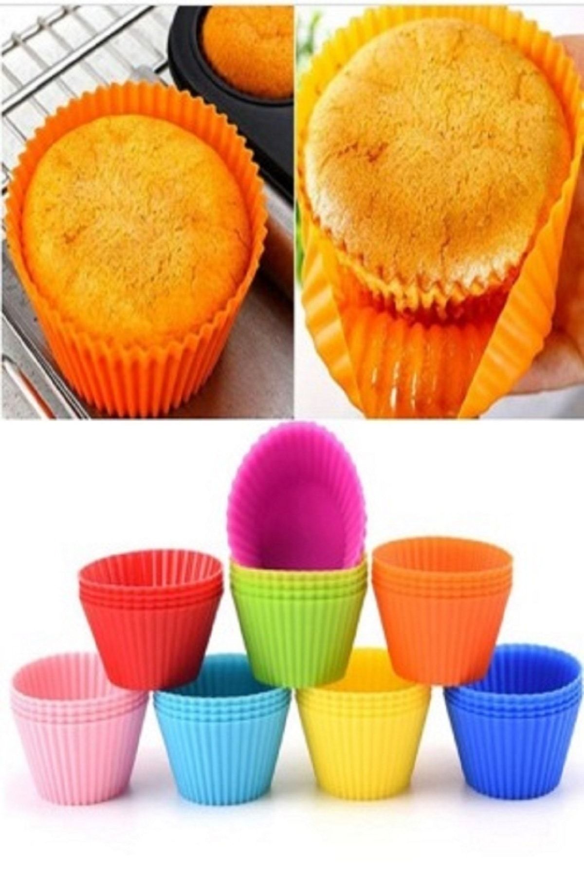 Bayev Renkli Silikon 6'lı Kek Ve Muffin Kalıbı