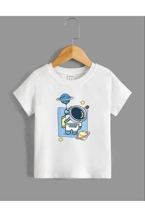Çocuk Unisex Oversize Beyaz Spaceman Baskılı T-shirt spaceman-