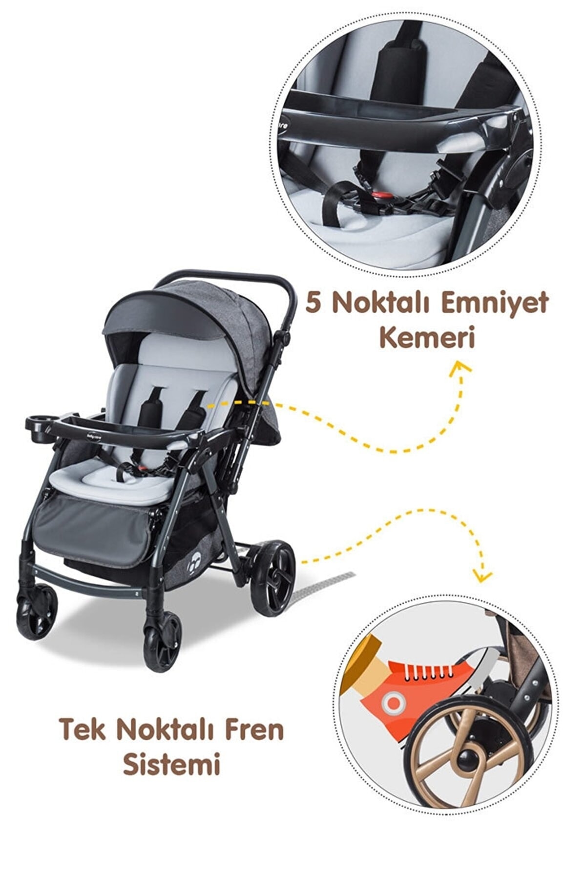 Baby Care Bc500 Combo Maxi Pro Çift Yönlü Puset Gri fotoğrafı 4 (önizleme)