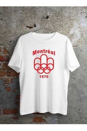 Montreal Baskılı Unisex Beyaz Tişört vd1976