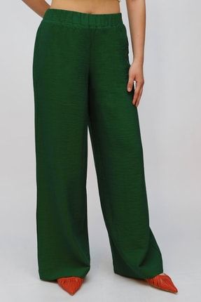 Yeşil Beli Lastikli Bol Paça Pantolon BS-001