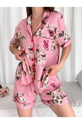 Kadın Şort Pijama Takımı Pamuk Viskon Rahat Kesim 6344110