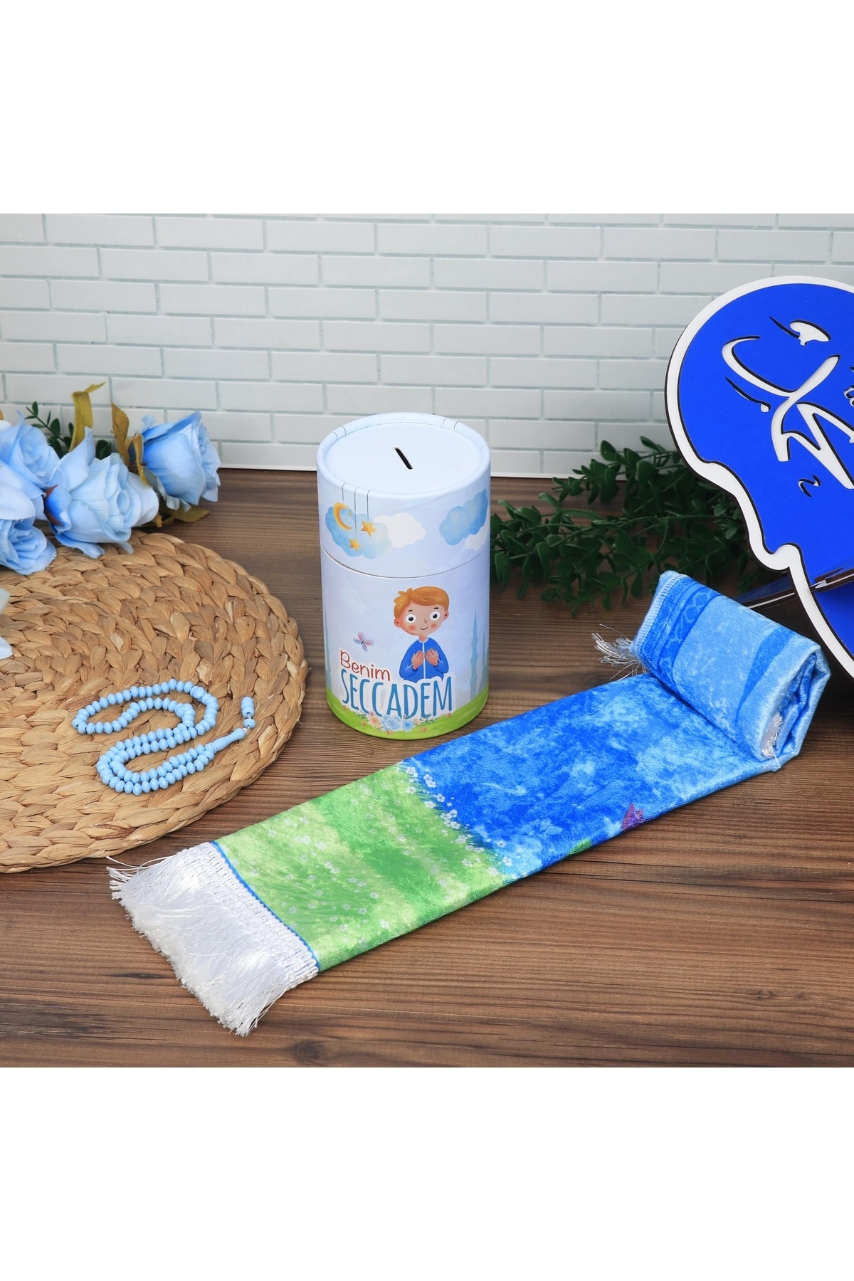 Furkan Neşriyat Silindir Kutu Içerisinde Çocuklara Özel Seccade Tesbih Mavi fotoğrafı 2 (önizleme)