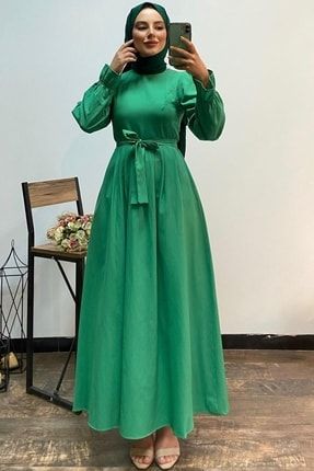 Rita Kuşaklı Elbise - Yeşil CELB3018ML