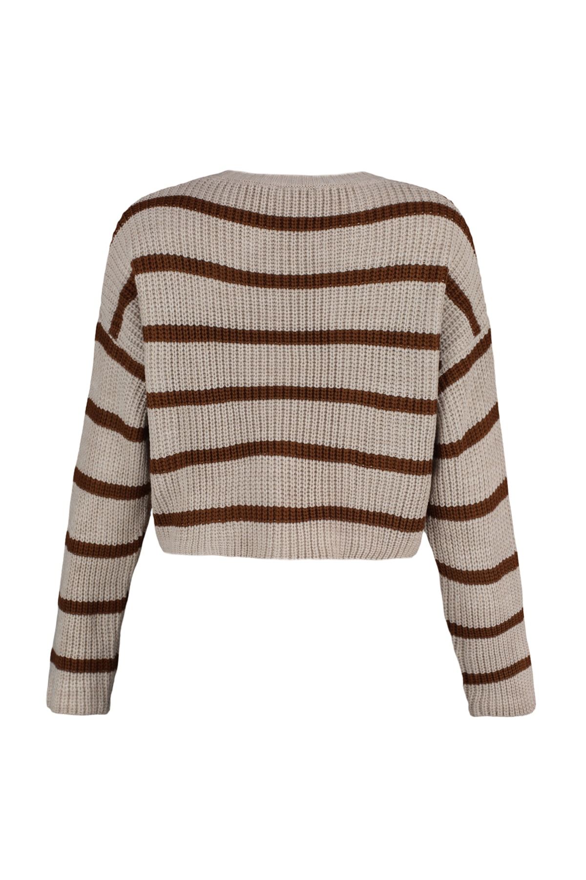 Trendyol Collection-Stone Crop Basic Strickpullover mit Streifen TWOAW23KZ00390 6