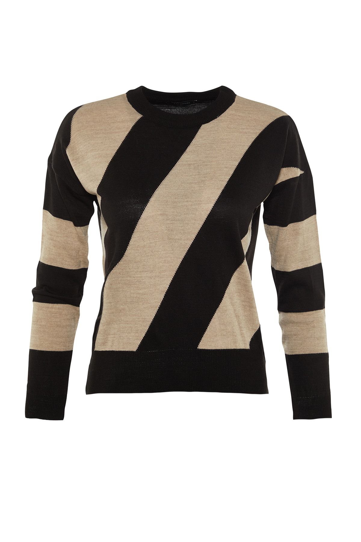 Trendyol Collection-Kamelfarbener Blockstrick-Strickpullover mit Rundhalsausschnitt TWOAW20KZ0909 6
