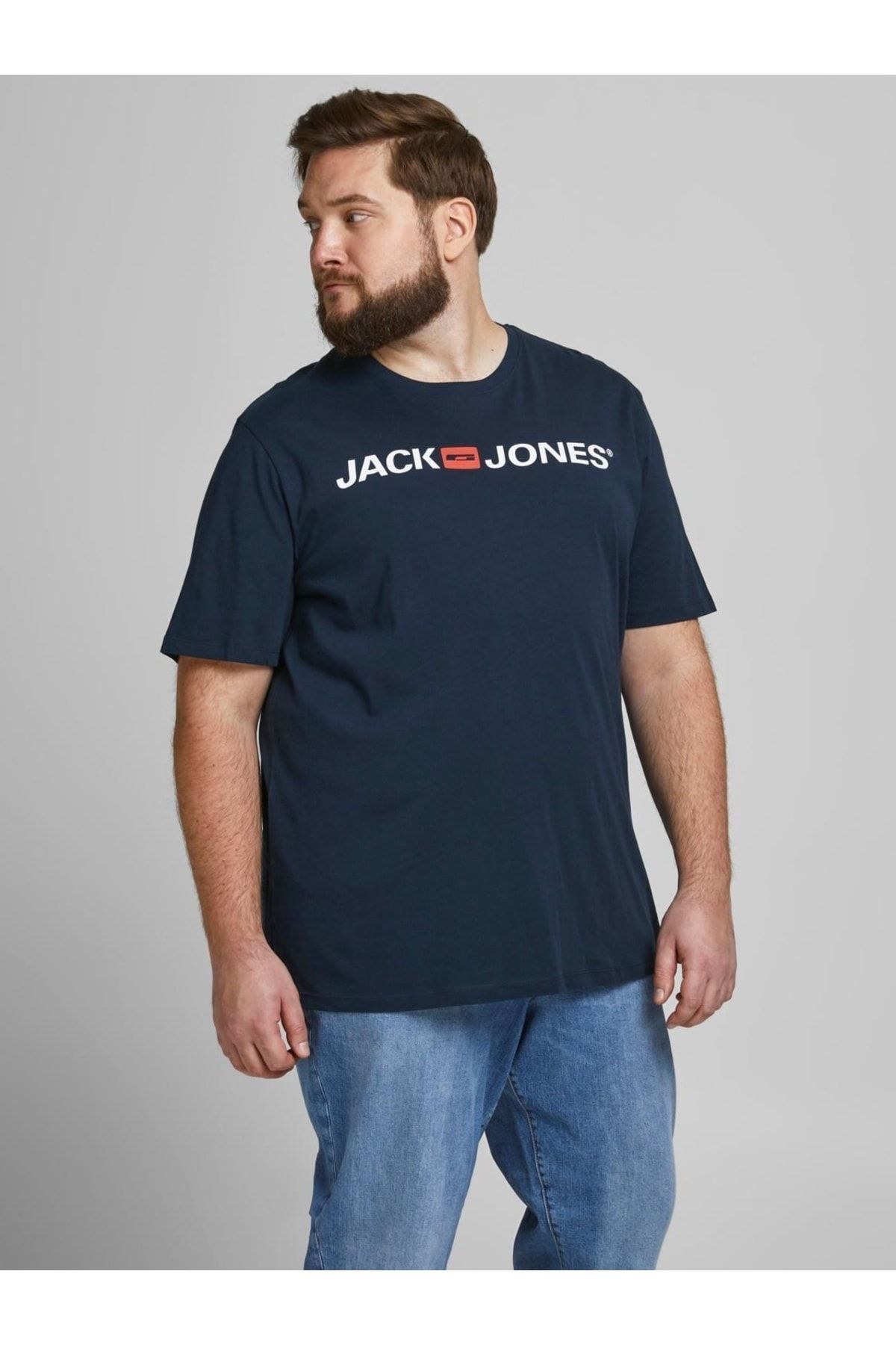 Jack & Jones تی شرت یقه آستین کوتاه جک و جونز 12184987 روی سایز پلاس 0