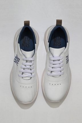 Beyaz Mavi Deri Erkek Spor Ayakkabı 01MQ10200