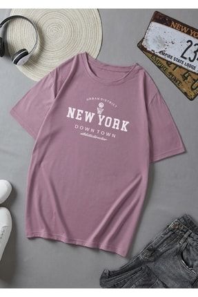 Unisex Newyork B. Baskılı Oversize T-shirt AYM2447140