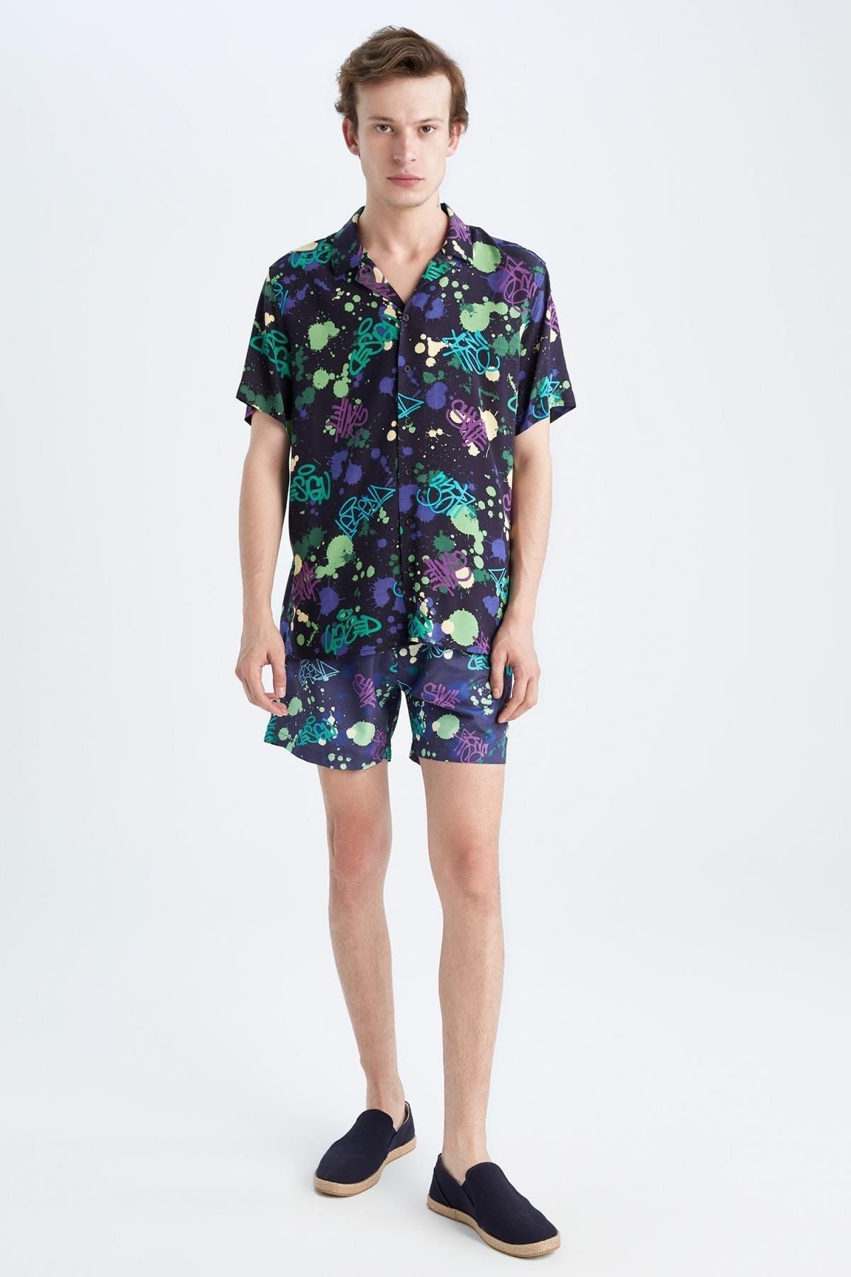 DeFacto Badeshorts Schwarz Print