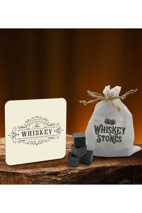 Gift Whiskey Tasarımlı Ahşap Bardak Altlığı Ve 6’lı Granit Viski Taşı Hediye Seti - Model 3 TYC00501374163