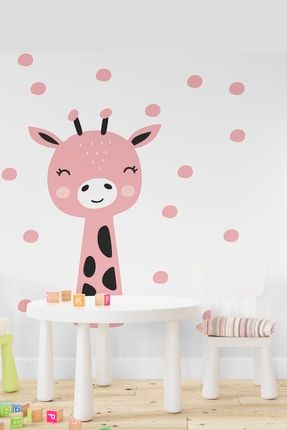 Sevimli Zürafa Çocuk Odası Duvar Sticker Seti ws342