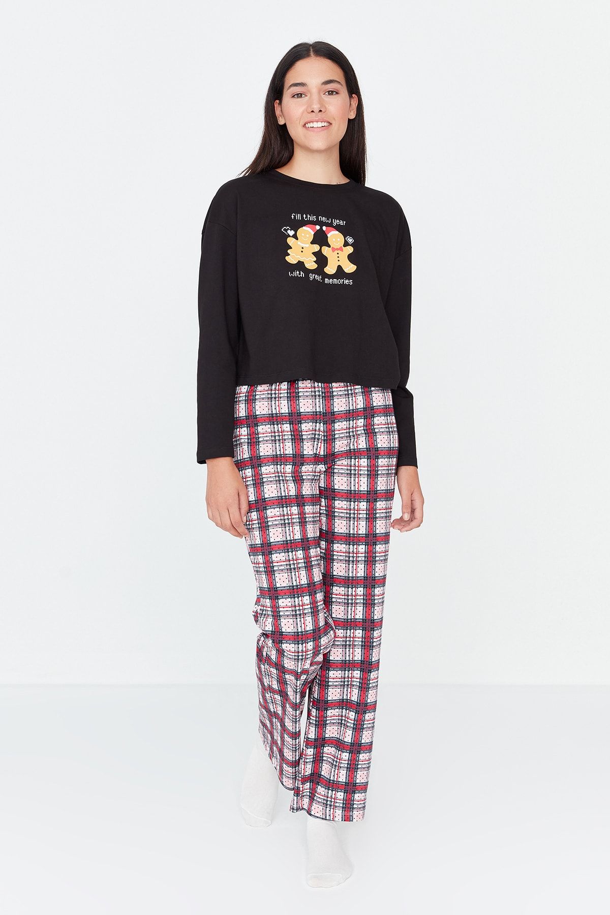Trendyol Collection Pyjama Mehrfarbig Weihnachten Fast ausverkauft