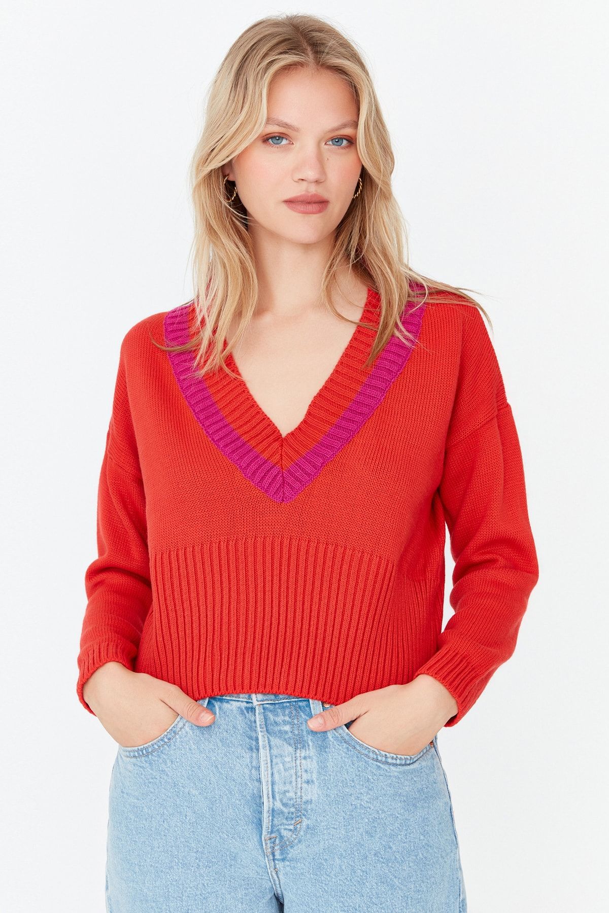 Trendyol Collection Pullover Rot Regular Fit